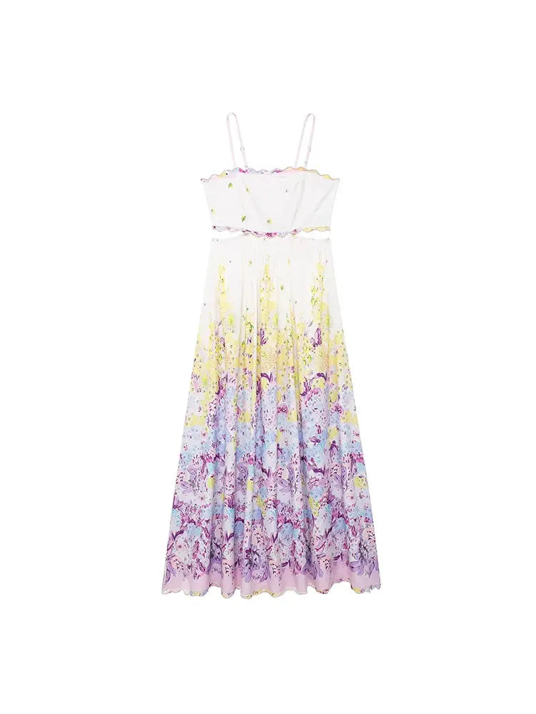 Vestido Longo Midi com Decote Reto