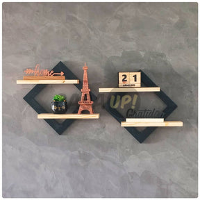 Quadro Prateleira Dupla Nicho Decorativo Organizador - Vamos às Compras
