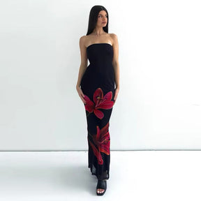 Vestido Longo com Estampa de Flores - Camellia