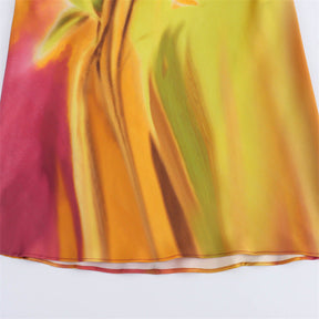 Vestido Acetinado Estampado - Flora