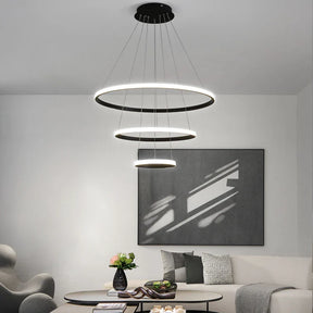 Lustre Pendente Circular Triplo em Led para Sala Jantar - Vamos às Compras