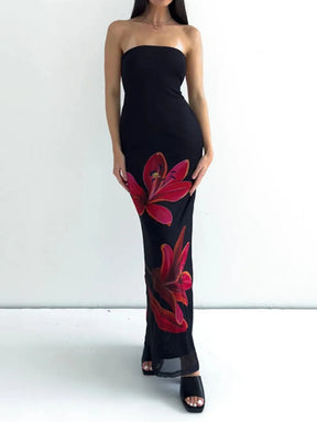 Vestido Longo com Estampa de Flores - Camellia
