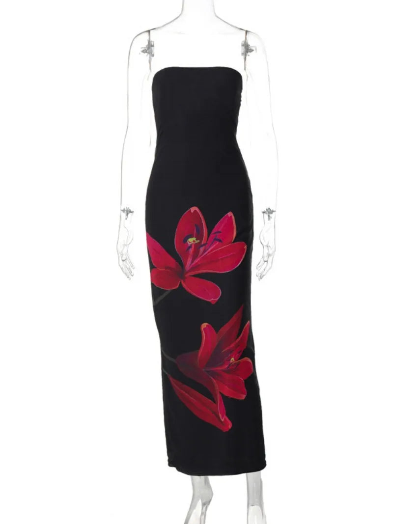 Vestido Longo com Estampa de Flores - Camellia