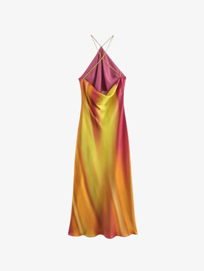 Vestido Acetinado Estampado - Flora
