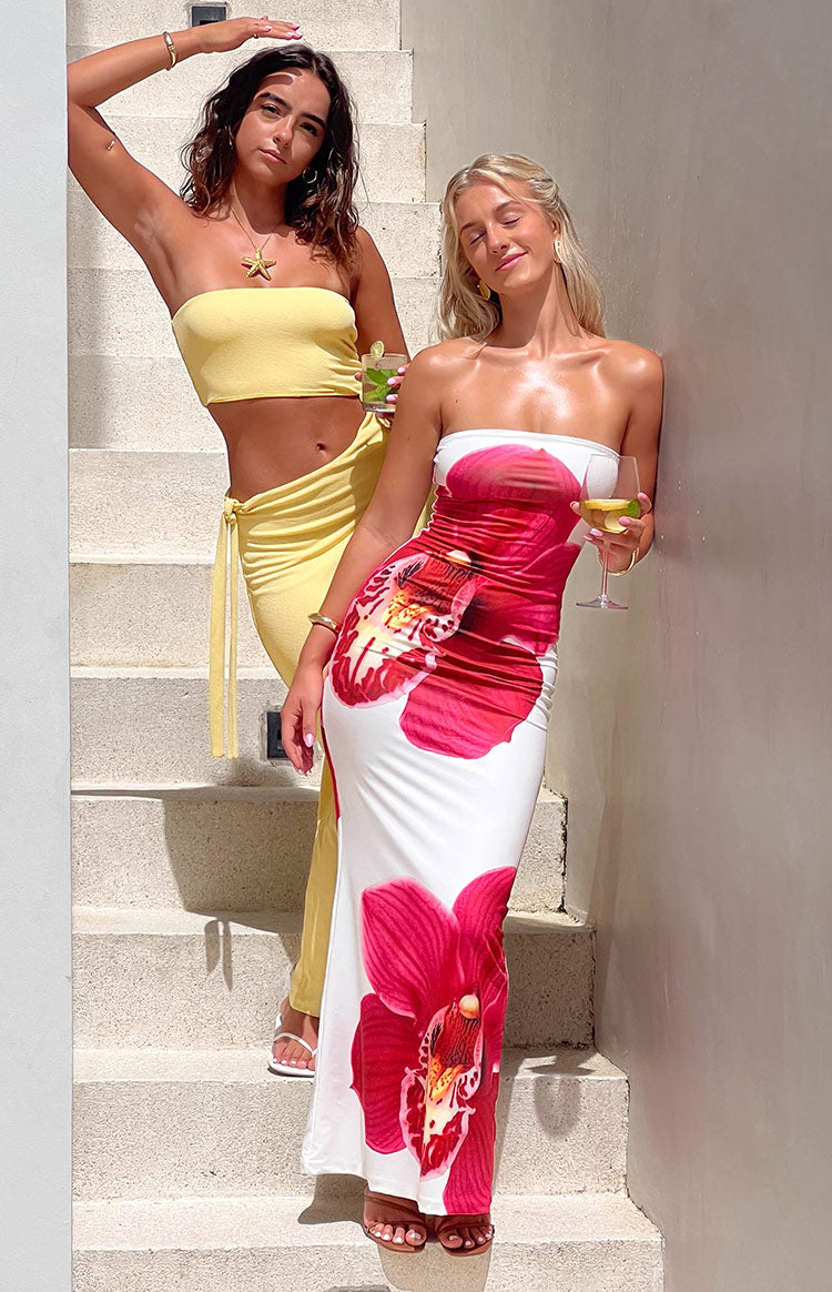 Vestido Longo Estampa Floral - Orquídea