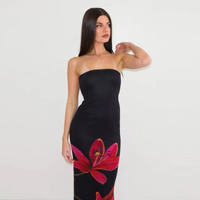 Vestido Longo com Estampa de Flores - Camellia