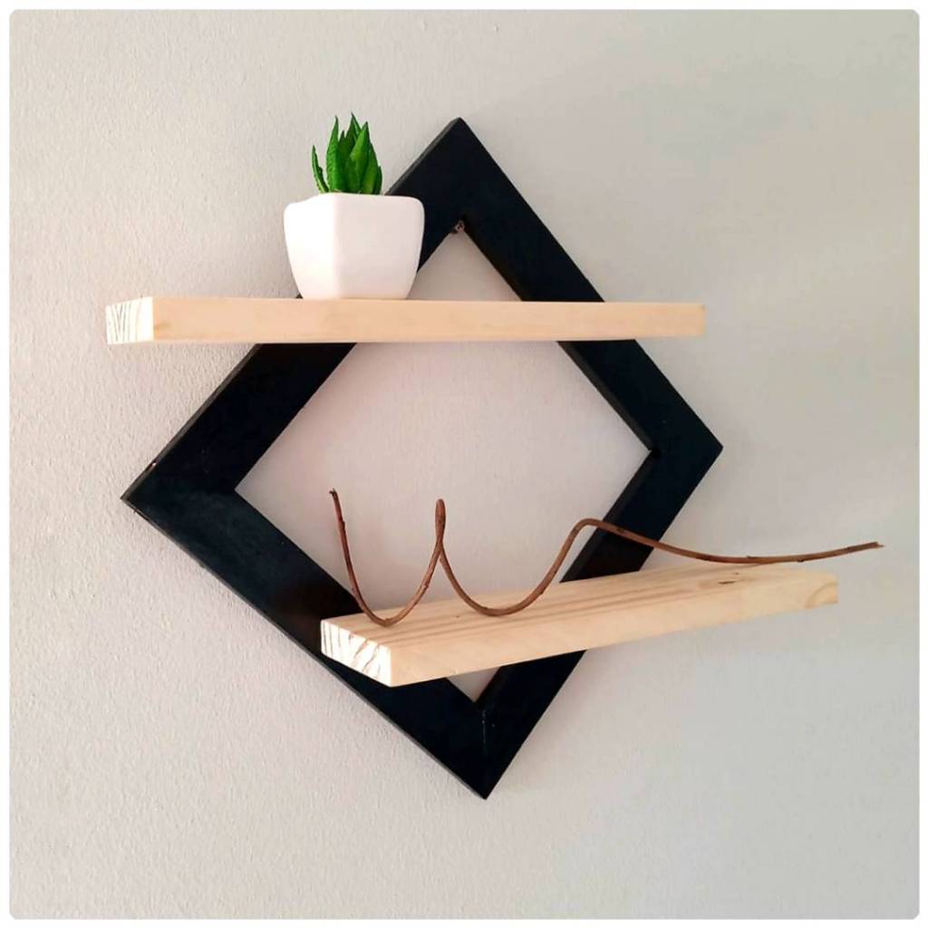Quadro Prateleira Dupla Nicho Decorativo Organizador - Vamos às Compras