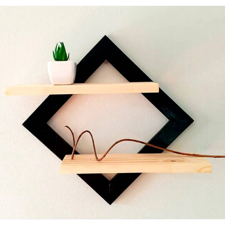 Quadro Prateleira Dupla Nicho Decorativo Organizador - Vamos às Compras